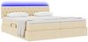 vidaXL Bett mit LED-Lichtleisten mit Kopfteil Creme 200 x 200 cm Stoff 3371583 Bild 3