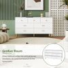 Sideboard mit 7 Schubladen und goldfarbenen Griffen, 140 x 35 x 76 cm, Weiß Bild 5