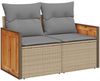 vidaXL 7-tlg. Garten-Sofagarnitur mit Kissen Beige Poly Rattan Akazie 3327720 Bild 5