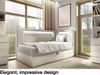 MEBLINI Kinderbett mit Bettkasten GARETH 3 100x200 Rechts - H3/Beige Samt Gepolstert Einzelbett mit Matratze - Polsterbett mit Stauraum - Bett mit Kopfteil – Stauraumbett Bild 2