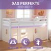 Hochbett Kinder 90x200 cm mit Lattenrost Kinderbett Kinderhochbett Stockbett Vorhang Lila Peach Holz Massiv Bild 4