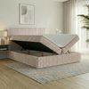Boxspringbett RALF 160 x 200 cm mit Bettkasten, Topper und gepolstertem Kopfteil. Farbe: Beige, Härtegraden: H3 , Topper: Visco-Topper Bild 3