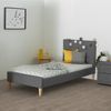 Homestyle4U Polsterbett mit Lattenrost, Stoff grau, 90x200 cm Bild 2
