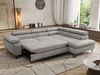 MKS Möbel 'Pablo L-Form' Ecksofa mit Schlaffunktion, verstellbare Kopfstützen, Hellgrau, Samt, ohne Topper, Rechts Bild 4