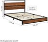 Metallbett 140x200 cm Schwarz Doppelbett Holz Braun Futonbett Bett Bettgestell Lattenrost Gästebett Jugendbett Bild 3