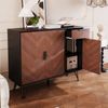 Merax Moderner Aufbewahrungsschrank, Sideboard in Schwarz und Holzoptik mit Schublade und höhenverstellbaren Einlegeböden (90 x 30 x 71,5 cm) Bild 3