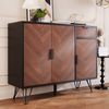 Merax Moderner Aufbewahrungsschrank, Sideboard in Schwarz und Holzoptik mit Schublade und höhenverstellbaren Einlegeböden (90 x 30 x 71,5 cm) Bild 2