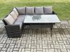Fimous 6 Sitzer Garten Rattanmöbel Set Rechteckiger Esstisch Dunkelgrau gemischt Bild 2