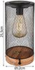 LED Solar Tischleuchte, Holz, Metallgitter schwarz, H 25,5 cm Bild 3