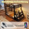 Flieks Etagenbett, Metall Kinderbett 90x200 cm mit LED-Beleuchtung und seitlichem Stauraum Bild 4