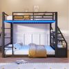Flieks Etagenbett, Metall Kinderbett 90x200 cm mit LED-Beleuchtung und seitlichem Stauraum Bild 3