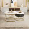 Couchtisch 2er Set 70×70+50×50 cm, Beistelltisch mit Schublade, Sofatisch in Marmoroptik Weiß Bild 5