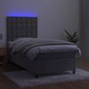 vidaXL Boxspringbett mit Matratze & LED Hellgrau 80x200 cm Samt, Härtegrad: H2 [3136329] Bild 4
