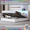 REDOM Polsterbett Stauraumbett mit LED-Lichtleiste, Bluetooth-Player und USB-Aufladung (Kunstleder-Aufbewahrungsbett, Hochbettkasten, Jugendbett mit Lattenrost, 160x200 cm), ohne Matratze Bild 3