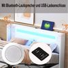 REDOM Polsterbett Stauraumbett mit LED-Lichtleiste, Bluetooth-Player und USB-Aufladung (Kunstleder-Aufbewahrungsbett, Hochbettkasten, Jugendbett mit Lattenrost, 160x200 cm), ohne Matratze Bild 4