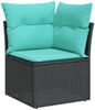 vidaXL 9-teiliges Gartensofa-Set mit Kissen, schwarzes Polyrattan 3227933 Bild 4