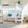 Odikalo Hochbett 140x200 Kinderbett Jugendbett mit LED, Stauraumtreppe (mit Sicherheitsleiter, Sicherheitsgeländer, Bettrahmen aus massivem Kiefernholz, LED-Lichtleiste, austauschbaren Sicherheitsleitern auf beiden Seiten, Kinderbett, Holzfarbe) Bild 5