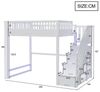 Odikalo Hochbett 140x200 Kinderbett Jugendbett mit LED, Stauraumtreppe (mit Sicherheitsleiter, Sicherheitsgeländer, Bettrahmen aus massivem Kiefernholz, LED-Lichtleiste, austauschbaren Sicherheitsleitern auf beiden Seiten, Kinderbett, Holzfarbe) Bild 4