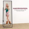 HOMCOM Standspiegel Moderner Ganzkörperspiegel mit Rückwand, Splitterschutzfolie (rechteckiger freistehender Spiegel mit 2 Haken, 1-St, für Schlafzimmer, Wohnzimmer, Umkleideraum), 50 x 38 x 157 cm, Schwarz Bild 4