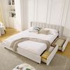 Polsterbett, Chenille mit 4 Schubladen & USB-Anschluss, 160x200 cm, Beige, ohne Matratze Bild 5