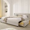 Polsterbett, Chenille mit 4 Schubladen & USB-Anschluss, 160x200 cm, Beige, ohne Matratze Bild 2