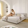 Polsterbett, Chenille mit 4 Schubladen & USB-Anschluss, 160x200 cm, Beige, ohne Matratze Bild 4