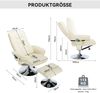 Sessel 79x79x106 cm, 135° verstellbar mit Ottomane, 5‑Punkt-Massage & Heizfunktion, PU-Leder beige Bild 4