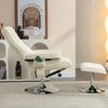 Sessel 79x79x106 cm, 135° verstellbar mit Ottomane, 5‑Punkt-Massage & Heizfunktion, PU-Leder beige Bild 2