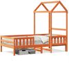 vidaXL Massivholzbett mit Dach Wachsbraun 75x190 cm Kiefer 3282170 Bild 2