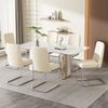 Merax Samt-Esszimmerstuhl, 6er-Set, Wohnzimmer, Schlafzimmer, Lounge-Sessel, Diamant-Rücken-Design, mit silbernen Metall-Stützbeinen, Beige+Silber Bild 2