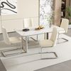 Merax Samt-Esszimmerstuhl, 6er-Set, Wohnzimmer, Schlafzimmer, Lounge-Sessel, Diamant-Rücken-Design, mit silbernen Metall-Stützbeinen, Beige+Silber Bild 3
