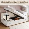 Polsterbett mit Aufbewahrung, Taschen, Lattenrost, USB und Type-C, 90x200 cm, Einzelbett mit gepolstertem Kopfteil, Samt Bild 2