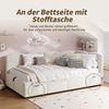 Polsterbett mit Aufbewahrung, Taschen, Lattenrost, USB und Type-C, 90x200 cm, Einzelbett mit gepolstertem Kopfteil, Samt Bild 4