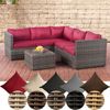CLP Polyrattan Ecksofa-Garnitur Genero 5mm,grau-meliert rubinrot Bild 2