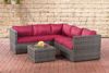 CLP Polyrattan Ecksofa-Garnitur Genero 5mm,grau-meliert rubinrot Bild 3