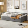 Schlafsofa, 90x200 cm/180x200 cm, Ausziehbett mit Bettfunktion, inkl. Lattenrost und Schubladen, Holzbett, Holz Bild 2