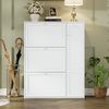 Merax Schuhschrank mit 3 Klappen und 1 Tür, Schuhkipper Schmal, Schuhkommode mit verstellbaren Trennwände, Schuhregal Flur freistehend, für Eingang Wohnzimmer, Weiß, 90x25x114cm Bild 2