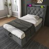 Merax Einzelbett, Kinderbett 90*200 cm Polsterbett, 360-Surround-LED-Funktion, Drucktaste/App, gepolstertes Kopfteil mit USB Typ-C Ladefunktion, Grau Leinen Bild 3
