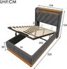 Merax Einzelbett, Kinderbett 90*200 cm Polsterbett, 360-Surround-LED-Funktion, Drucktaste/App, gepolstertes Kopfteil mit USB Typ-C Ladefunktion, Grau Leinen Bild 4