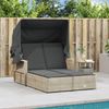 vidaXL Doppel-Sonnenliege mit Dach und Auflagen Hellgrau Poly Rattan 365812 Bild 3