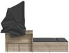 vidaXL Doppel-Sonnenliege mit Dach und Auflagen Hellgrau Poly Rattan 365812 Bild 5