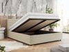 Polsterbett mit Holzlattenrost Doppelbett PAVO CLASSIC, hohe Kopfteil, Bettkasten mit Gasdruckfeder Foam Matratze - 200 x 200 cm - Creme Strukture - MIRO LUX Bild 3