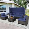 HTI-Living Gartensofa Outdoor Sofa Eleni Braun/Blau, Set 6 Teile, Loungemöbel Gartenlounge Terrassenmöbel Bild 4