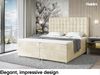 MEBLINI Boxspringbett ASTON 180x200 cm mit Bettkasten - H4/Beige Samt Polsterbett - Doppelbett mit Topper & Taschenfederkern-Matratze Bild 2