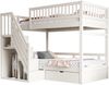 Etagenbett Aus Massivholz 90*200 cm, Mit Hohem Sicherheitsgitter, Mit Lattenrost, Sicherheitsleiter mit Stauraum, Mit Stauschubladen, Kinderbett Jugendbett, Weiß Bild 5