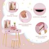 Kinder Schminktisch Set 2 in 1 Frisiertisch Schreibtisch & Hocker mit abnehmbarem Spiegel Rosa Bild 5
