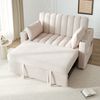Ausziehbares Schlafsofa mit verstellbarer Lehne & Edelstahl-Getränkehaltern, Baumwoll-Leinen, 136x162x84 cm, Beige Bild 3