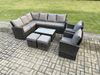 Fimous 10 Sitzer Hoher Rücken Rattan Gartenmöbel Set Rattan Ecksofa Set mit Rechteckiger Couchtisch 2 kleine Fußhockern 2 Sesseln Dunkelgrau gemischt Bild 2