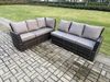 Fimous 10 Sitzer Hoher Rücken Rattan Gartenmöbel Set Rattan Ecksofa Set mit Rechteckiger Couchtisch 2 kleine Fußhockern 2 Sesseln Dunkelgrau gemischt Bild 3