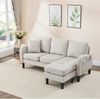 Flieks L-Form Ecksofa 166 cm mit flexibler Chaiselongue, 3-Sitzer Sofa aus Baumwoll-Leinenstoff, kompaktes Modulsofa, Beige Bild 2